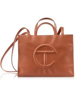 Telfar medium tan Tote Shopping Bag with Embossed Logo